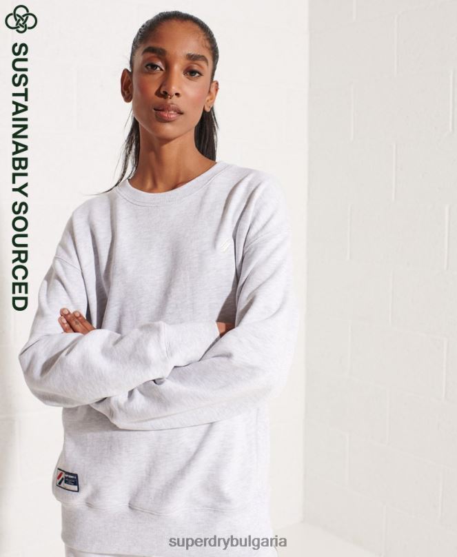 Superdry облекло N00H5821 светло сив Жени суитшърт от органичен памук
