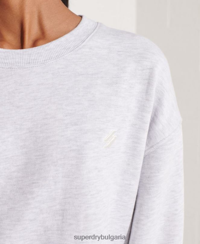Superdry облекло N00H5821 светло сив Жени суитшърт от органичен памук