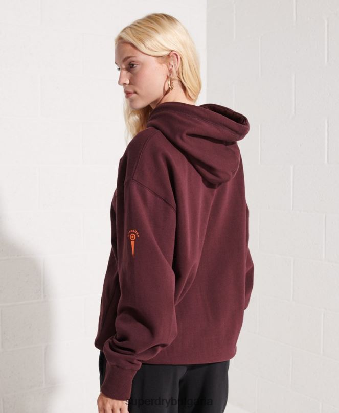 Superdry облекло N00H5824 червен Жени колеж графичен суичър с качулка