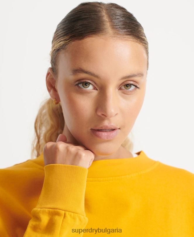 Superdry облекло N00H5830 жълто Жени органичен памук flex batwing crew суичър