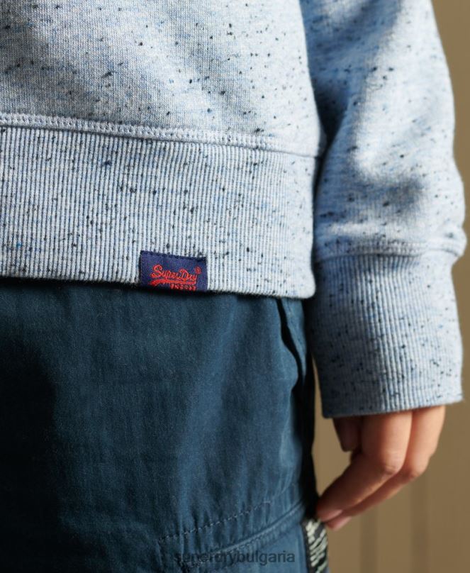 Superdry облекло N00H5831 светло синьо Жени ретро суичър с лого от органичен памук