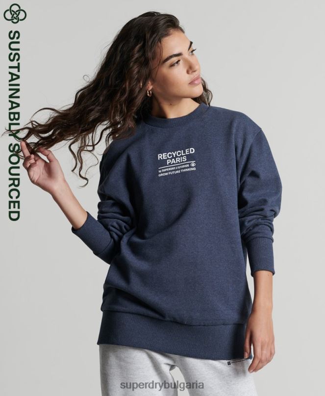 Superdry облекло N00H5833 син Жени рециклиран суитшърт city crew