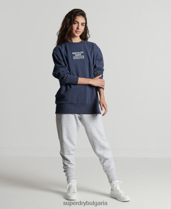Superdry облекло N00H5833 син Жени рециклиран суитшърт city crew