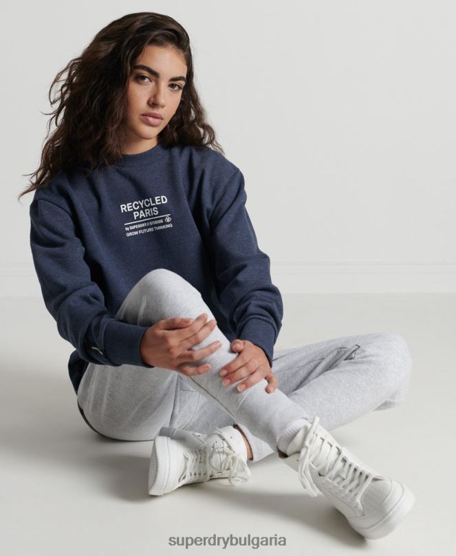 Superdry облекло N00H5833 син Жени рециклиран суитшърт city crew