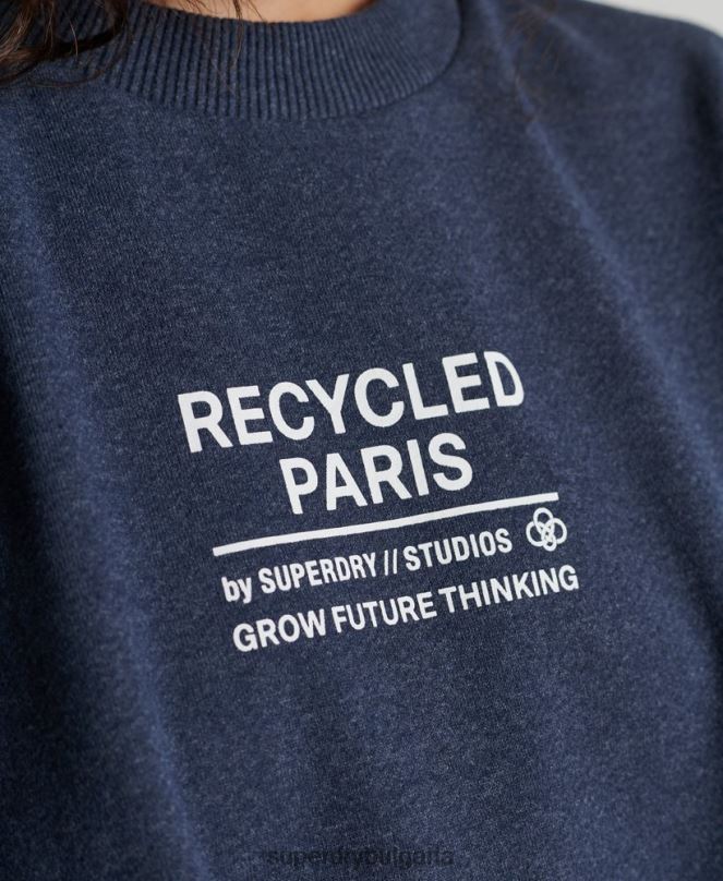 Superdry облекло N00H5833 син Жени рециклиран суитшърт city crew