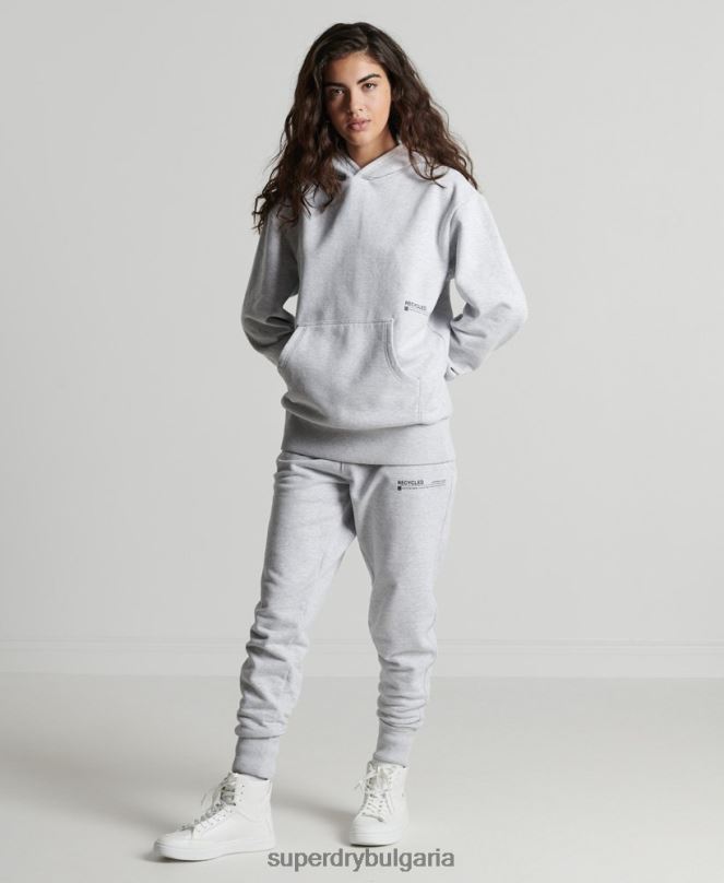 Superdry облекло N00H5834 светло сив Жени рециклирана микро средна качулка