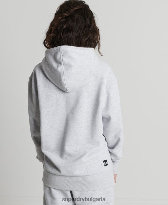Superdry облекло N00H5834 светло сив Жени рециклирана микро средна качулка