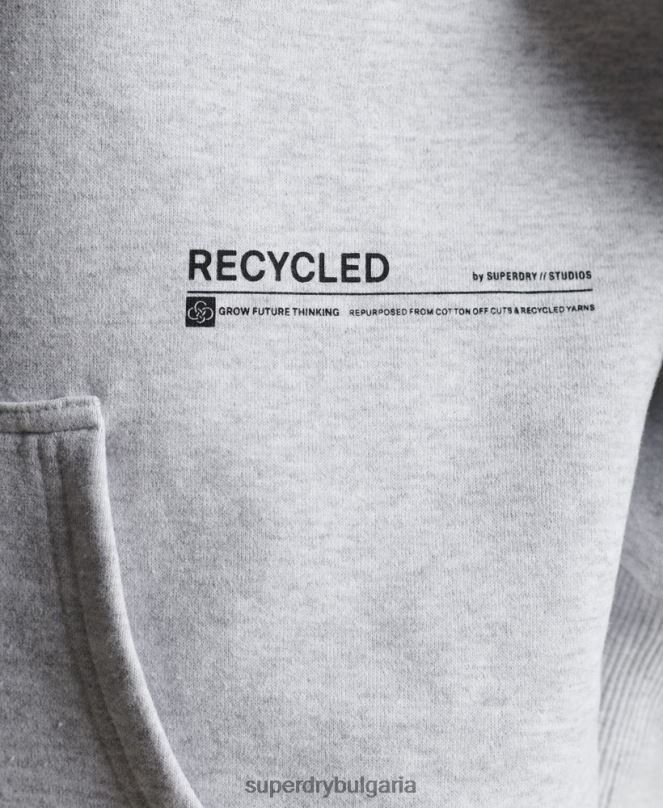 Superdry облекло N00H5834 светло сив Жени рециклирана микро средна качулка