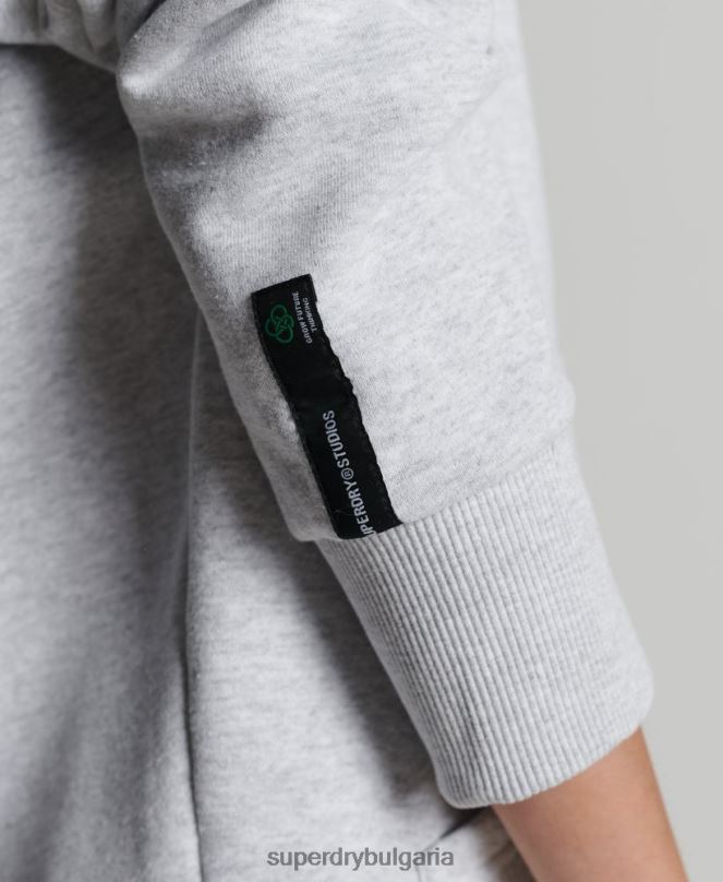 Superdry облекло N00H5835 светло сив Жени рециклирана градска качулка