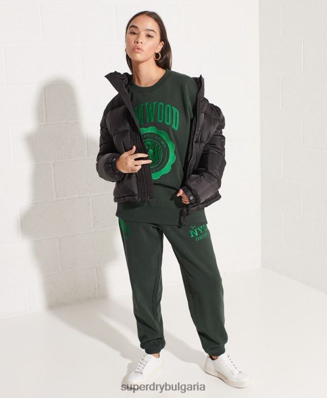 Superdry облекло N00H5836 зелено Жени суитшърт с големи размери на колежа