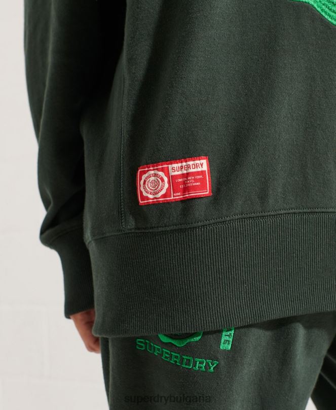 Superdry облекло N00H5836 зелено Жени суитшърт с големи размери на колежа