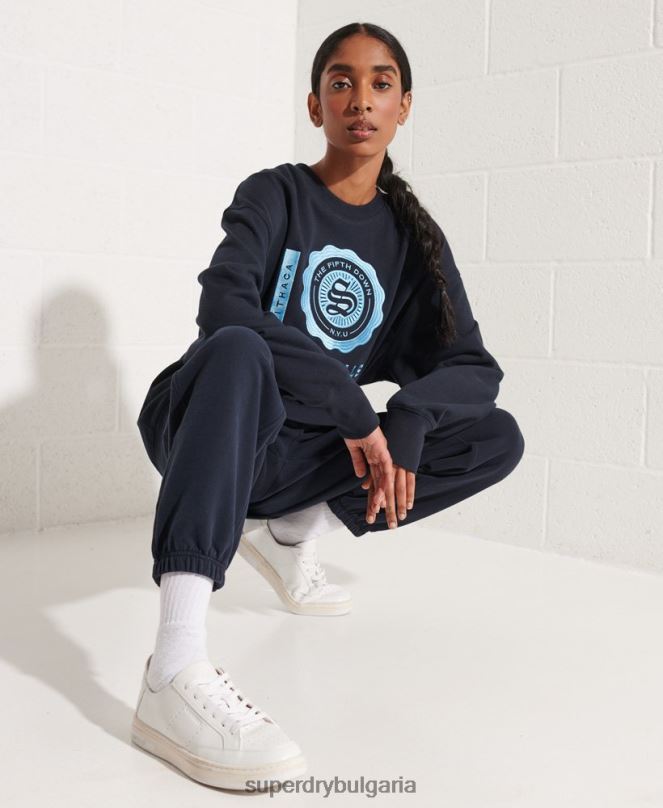 Superdry облекло N00H5837 военноморски флот Жени суитшърт с големи размери на колежа