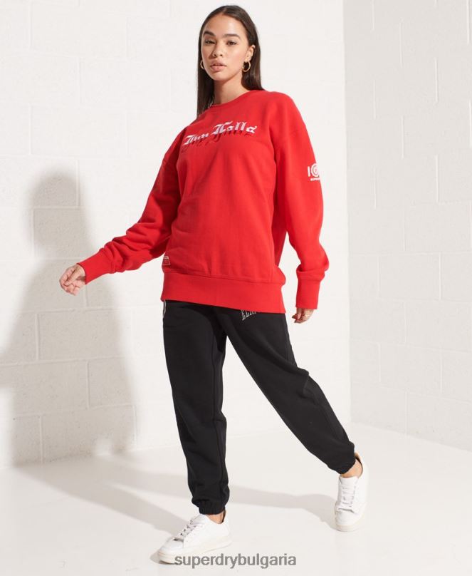 Superdry облекло N00H5838 червен Жени суитшърт с големи размери на колежа