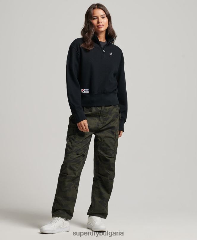 Superdry облекло N00H5840 черен Жени суичър с половин цип с лого