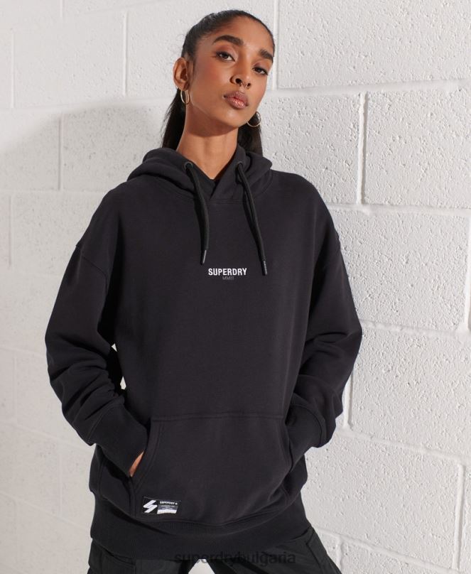 Superdry облекло N00H5843 черен Жени голям суичър с микро лого