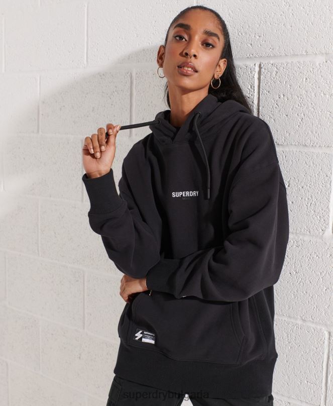 Superdry облекло N00H5843 черен Жени голям суичър с микро лого