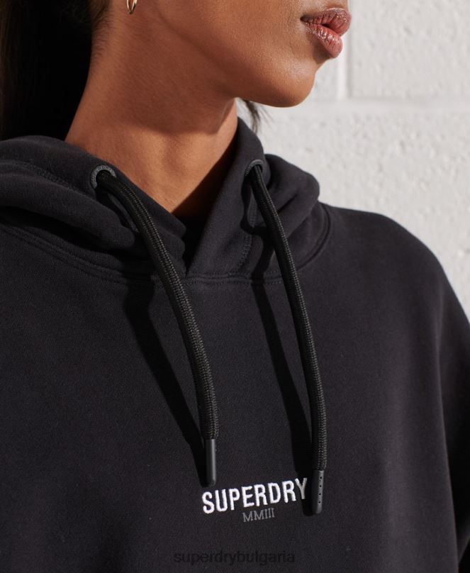 Superdry облекло N00H5843 черен Жени голям суичър с микро лого