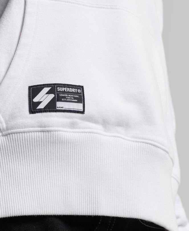 Superdry облекло N00H5844 бяло Жени суичър с качулка от фолио с независимо лого