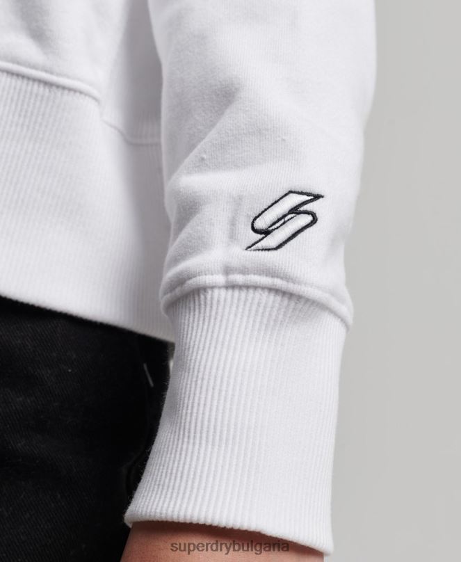 Superdry облекло N00H5844 бяло Жени суичър с качулка от фолио с независимо лого