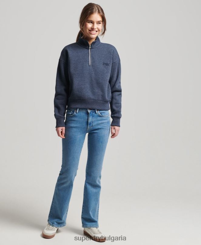 Superdry облекло N00H5845 военноморски флот Жени органичен памук ретро лого henley суичър