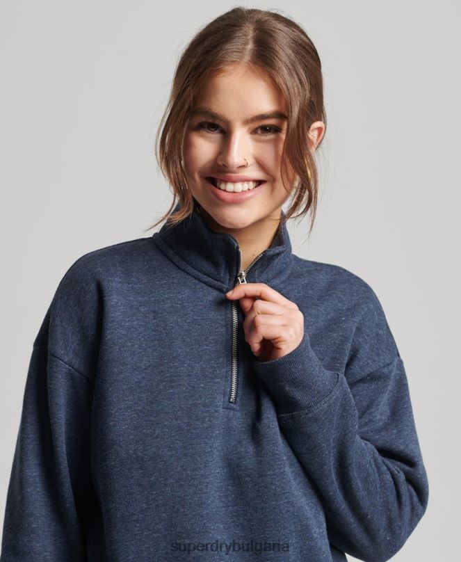 Superdry облекло N00H5845 военноморски флот Жени органичен памук ретро лого henley суичър