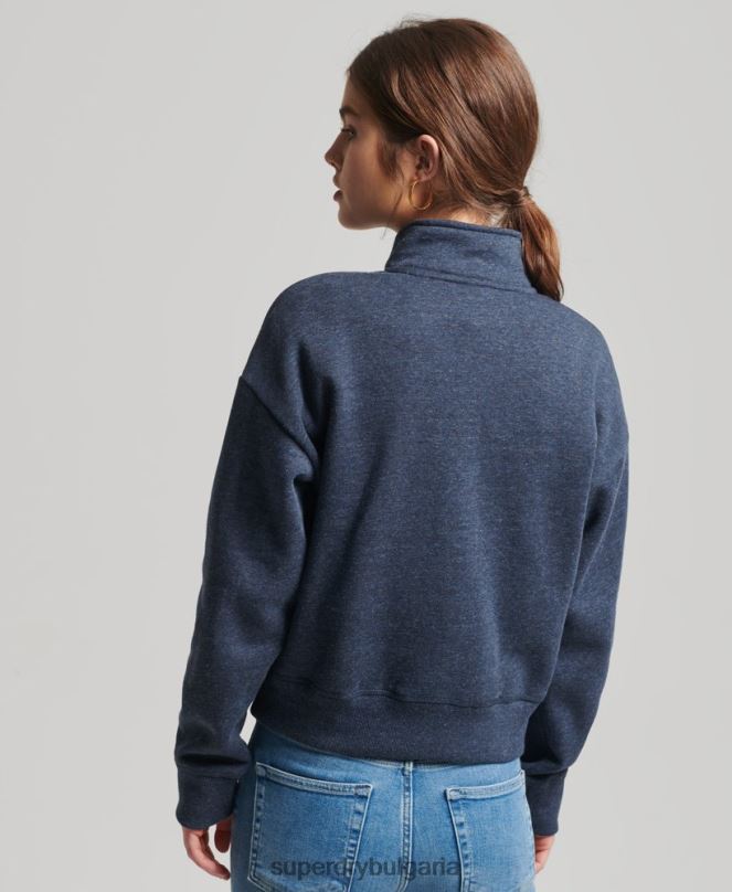 Superdry облекло N00H5845 военноморски флот Жени органичен памук ретро лого henley суичър
