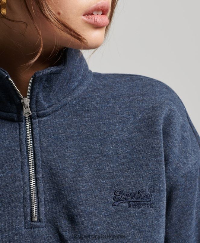 Superdry облекло N00H5845 военноморски флот Жени органичен памук ретро лого henley суичър
