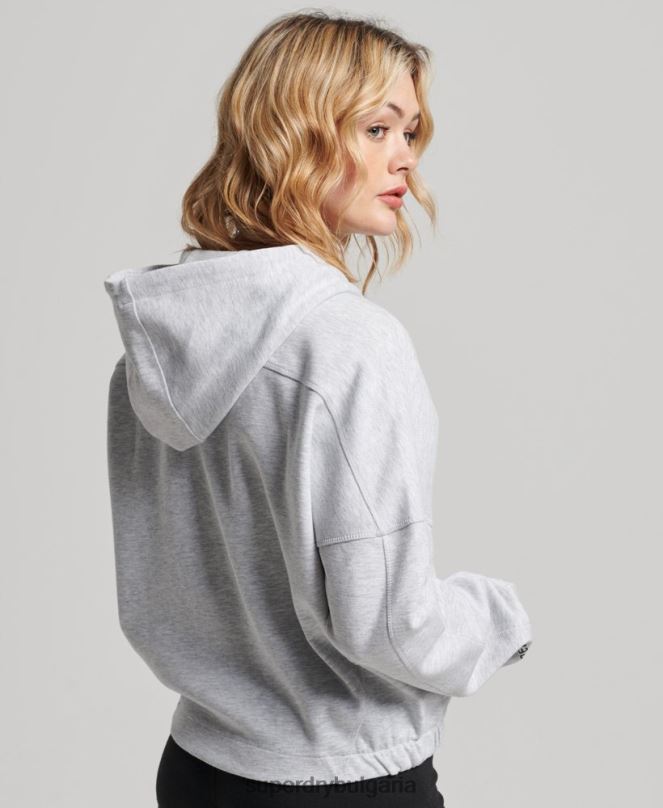 Superdry облекло N00H5847 сиво Жени суичър с цип код тек