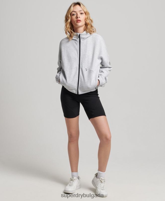 Superdry облекло N00H5847 сиво Жени суичър с цип код тек