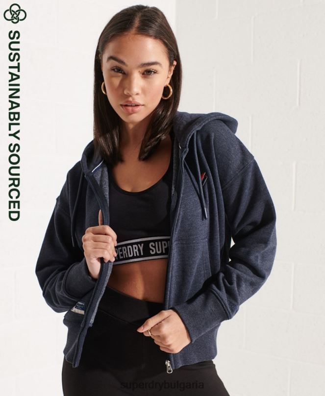 Superdry облекло N00H5848 военноморски флот Жени суичър с цип с код