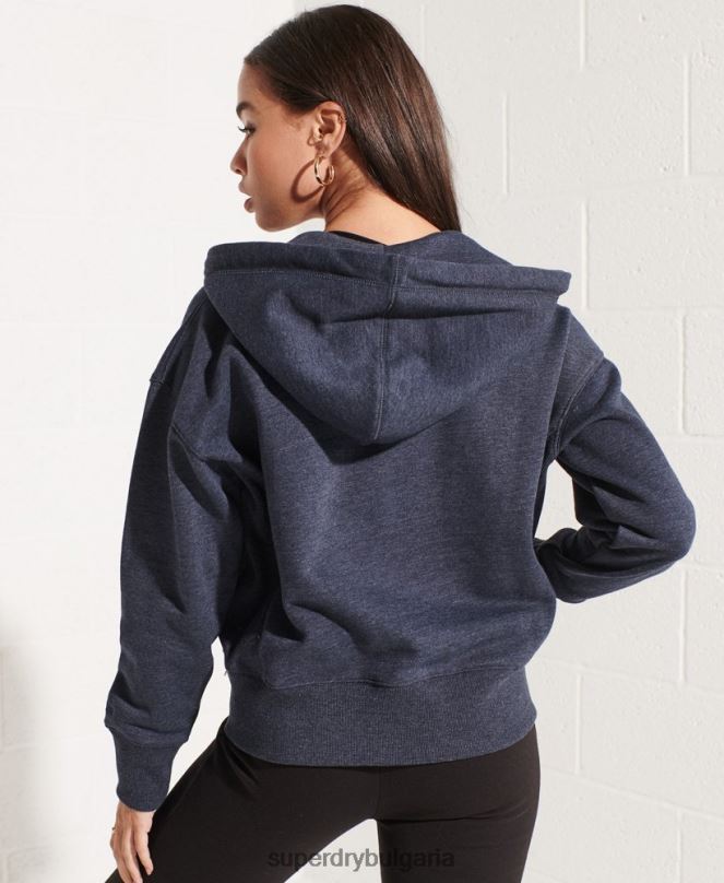 Superdry облекло N00H5848 военноморски флот Жени суичър с цип с код