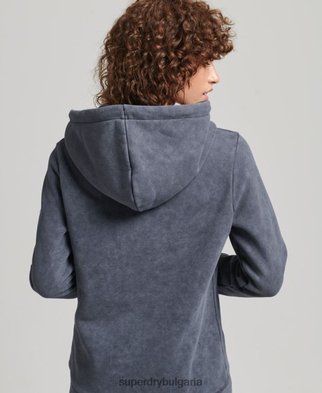 Superdry облекло N00H5849 черен Жени марка метална качулка