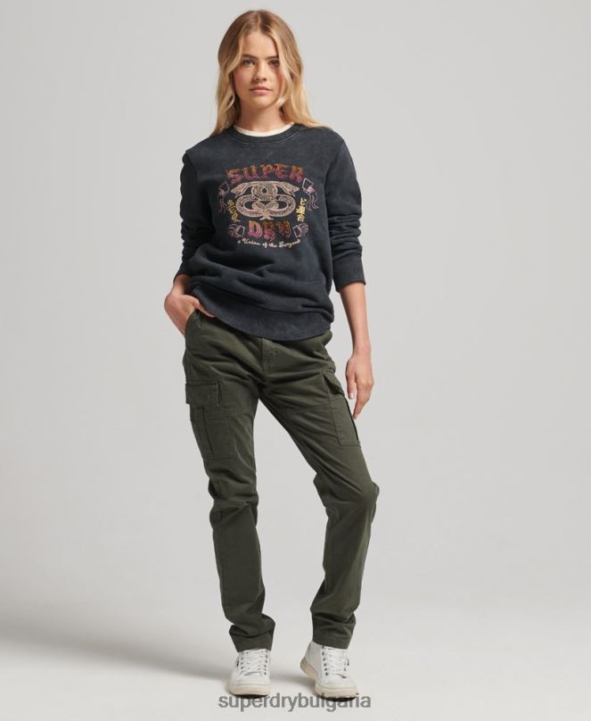 Superdry облекло N00H5850 черен Жени метален суитшърт с маркова марка