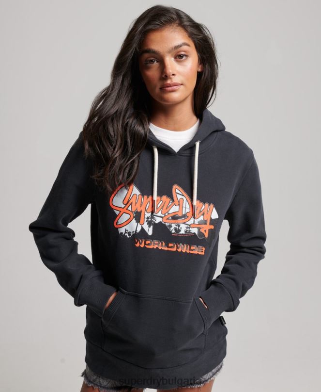 Superdry облекло N00H5851 военноморски флот Жени качулка със снимка