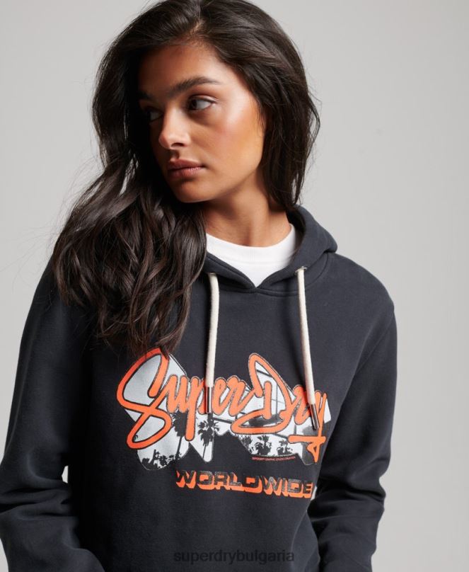 Superdry облекло N00H5851 военноморски флот Жени качулка със снимка
