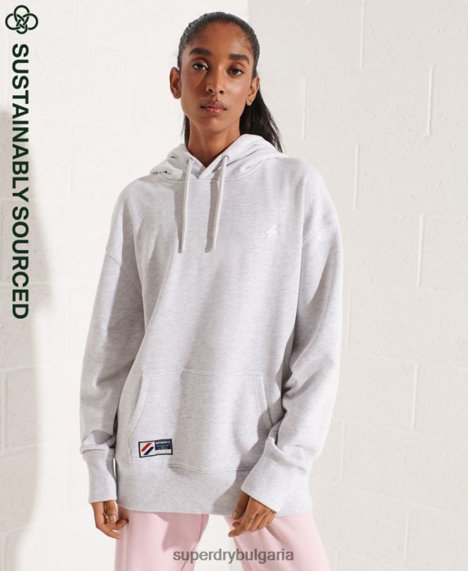 Superdry облекло N00H5852 светло сив Жени Голяма качулка от органичен памук