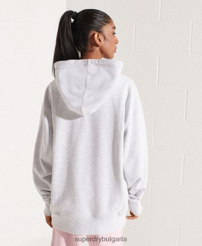 Superdry облекло N00H5852 светло сив Жени Голяма качулка от органичен памук