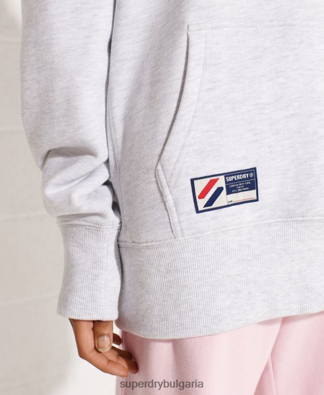 Superdry облекло N00H5852 светло сив Жени Голяма качулка от органичен памук