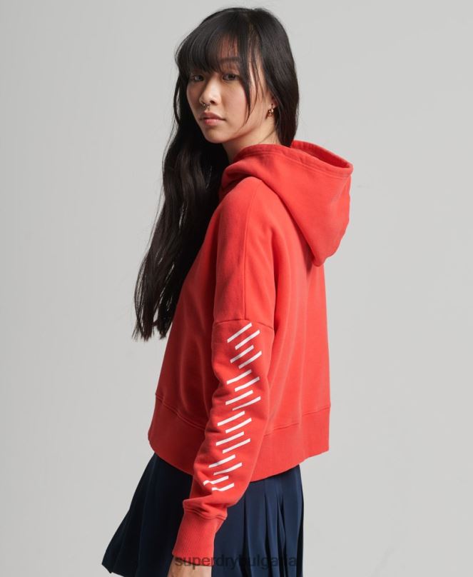 Superdry облекло N00H5857 корал Жени код core sport crop box hoodie