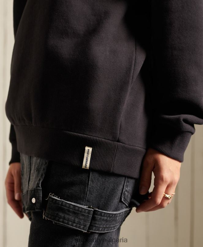 Superdry облекло N00H5858 черен Жени голям суитшърт с лого на Core