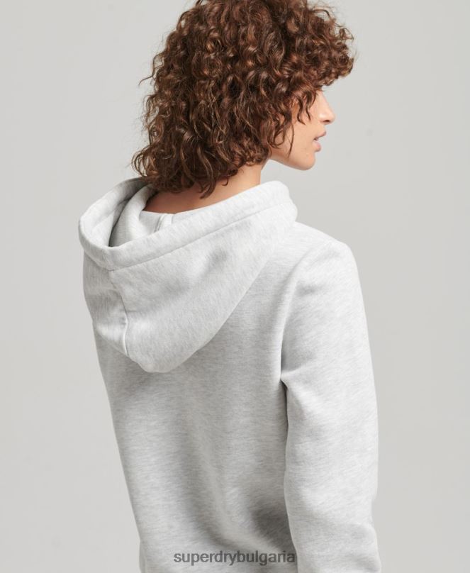 Superdry облекло N00H5863 светло сив Жени винтидж качулка с лого и кристали