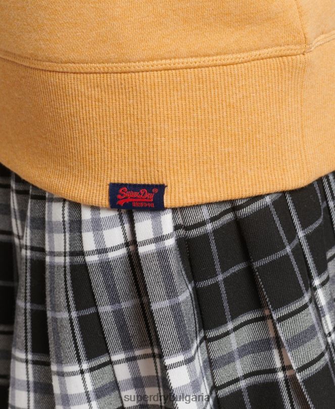 Superdry облекло N00H5865 жълто Жени органичен памук есенциален лого екипаж суичър