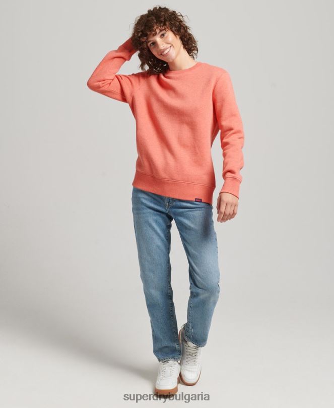 Superdry облекло N00H5866 корал Жени органичен памук есенциален лого екипаж суичър