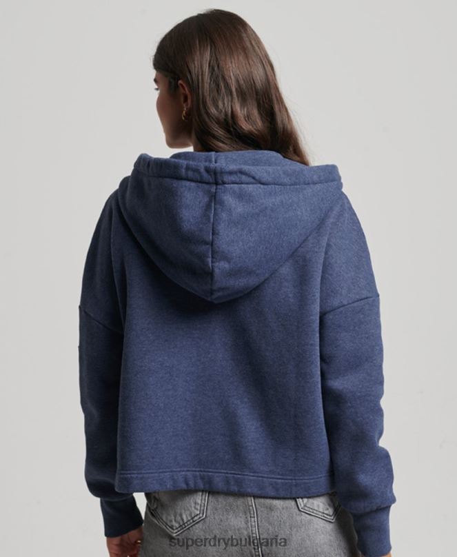 Superdry облекло N00H5869 военноморски флот Жени ретро колежанска качулка с цип