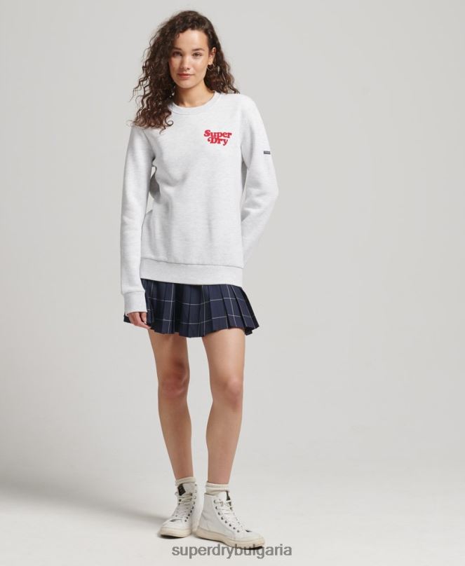Superdry облекло N00H5870 светло сив Жени класически суичър с лого от 70-те на Cooper