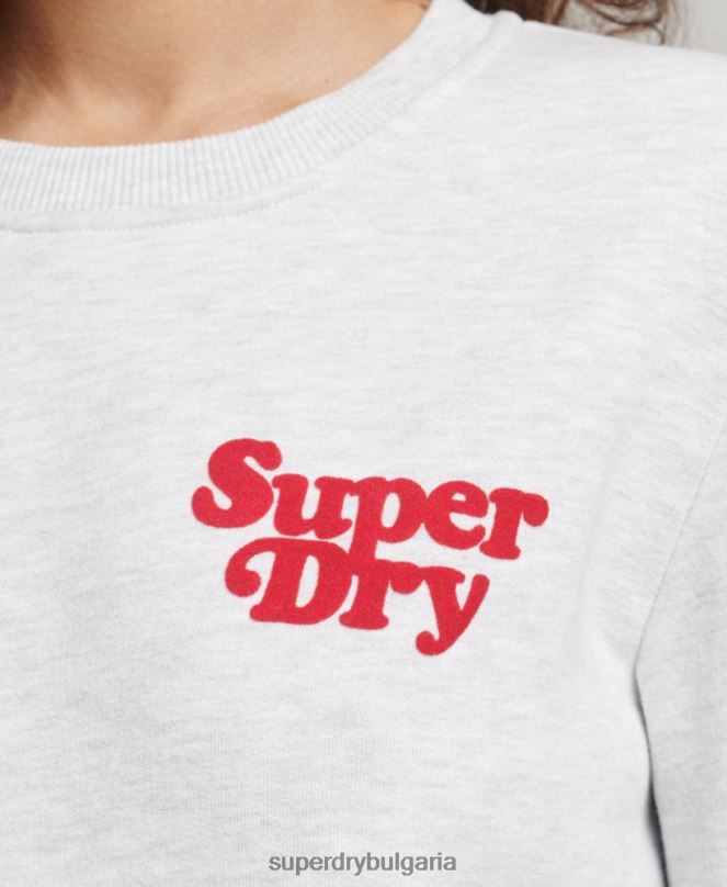 Superdry облекло N00H5870 светло сив Жени класически суичър с лого от 70-те на Cooper