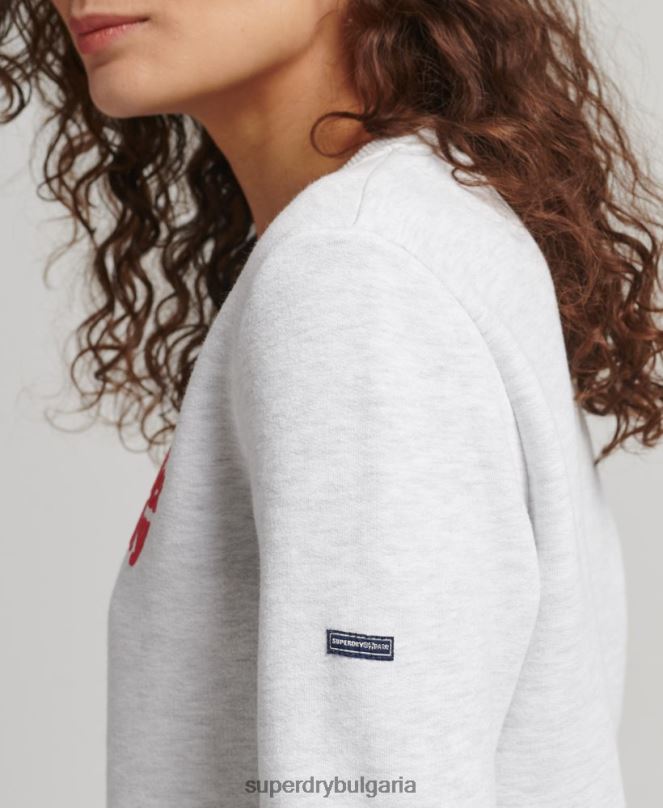 Superdry облекло N00H5870 светло сив Жени класически суичър с лого от 70-те на Cooper