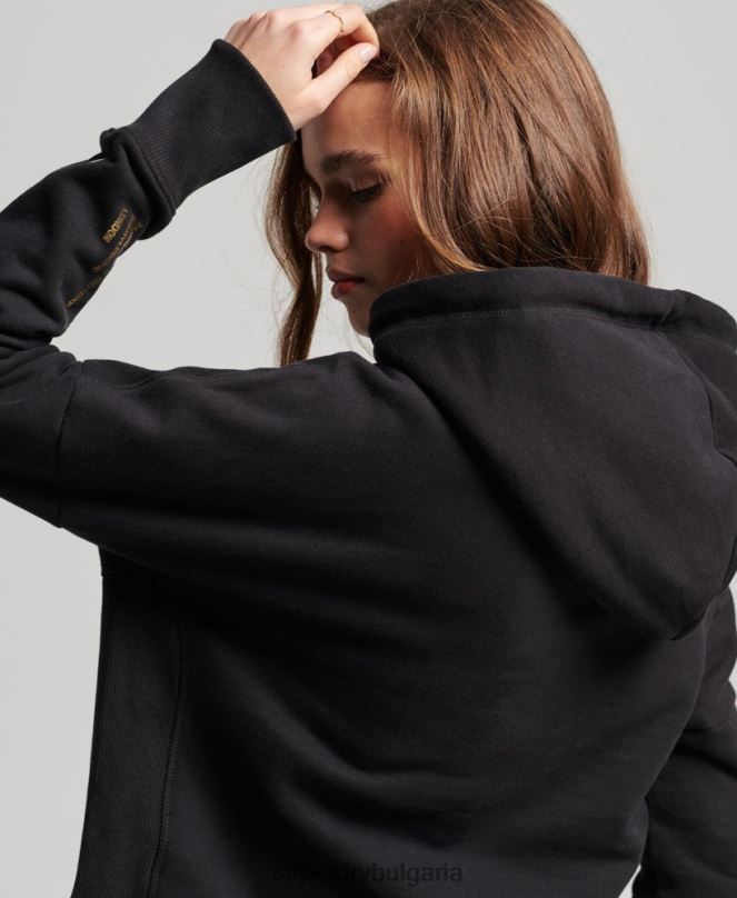 Superdry облекло N00H5871 черен Жени суичър с качулка от фолио с независимо лого