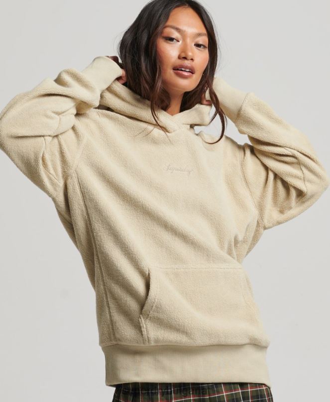Superdry облекло N00H5872 бежово Жени голям суичър с графичен полар