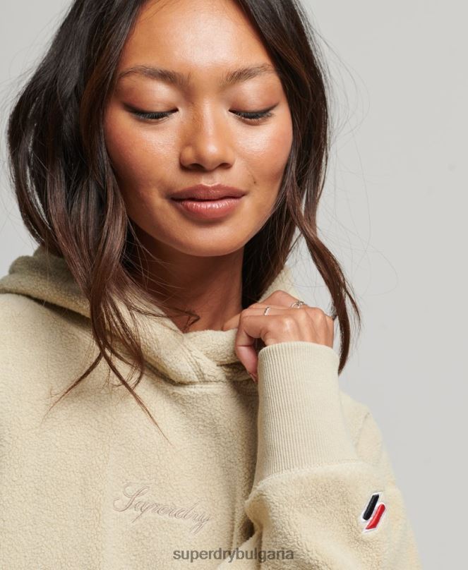 Superdry облекло N00H5872 бежово Жени голям суичър с графичен полар